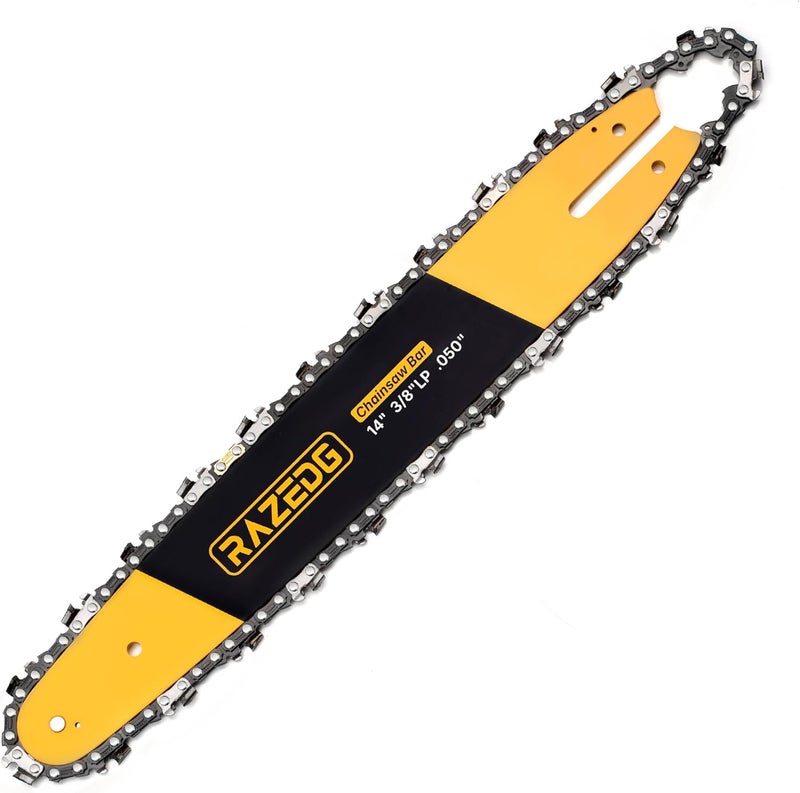RazEdg 14 Inch Chainsaw Bar and Carbide Chain Combo, 3/8" LP Pitch, .050" Gauge, 50 Drive Links Fits Stihl MS170, MS180, MS180C, 009 L, 010, E 10, MSE 140 C and More (1 bar + 1 carbide chain) - Image 1